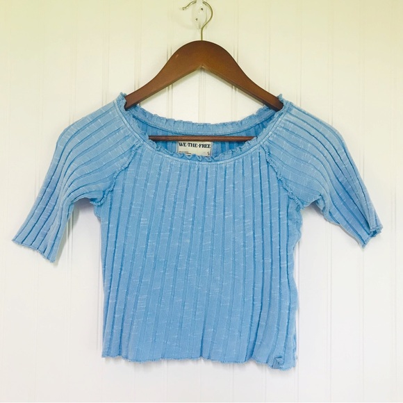WE THE FREE Meant To Be Ribbed Cropped Short Sleeve‎ Tee Top Size Small New - Picture 2 of 6